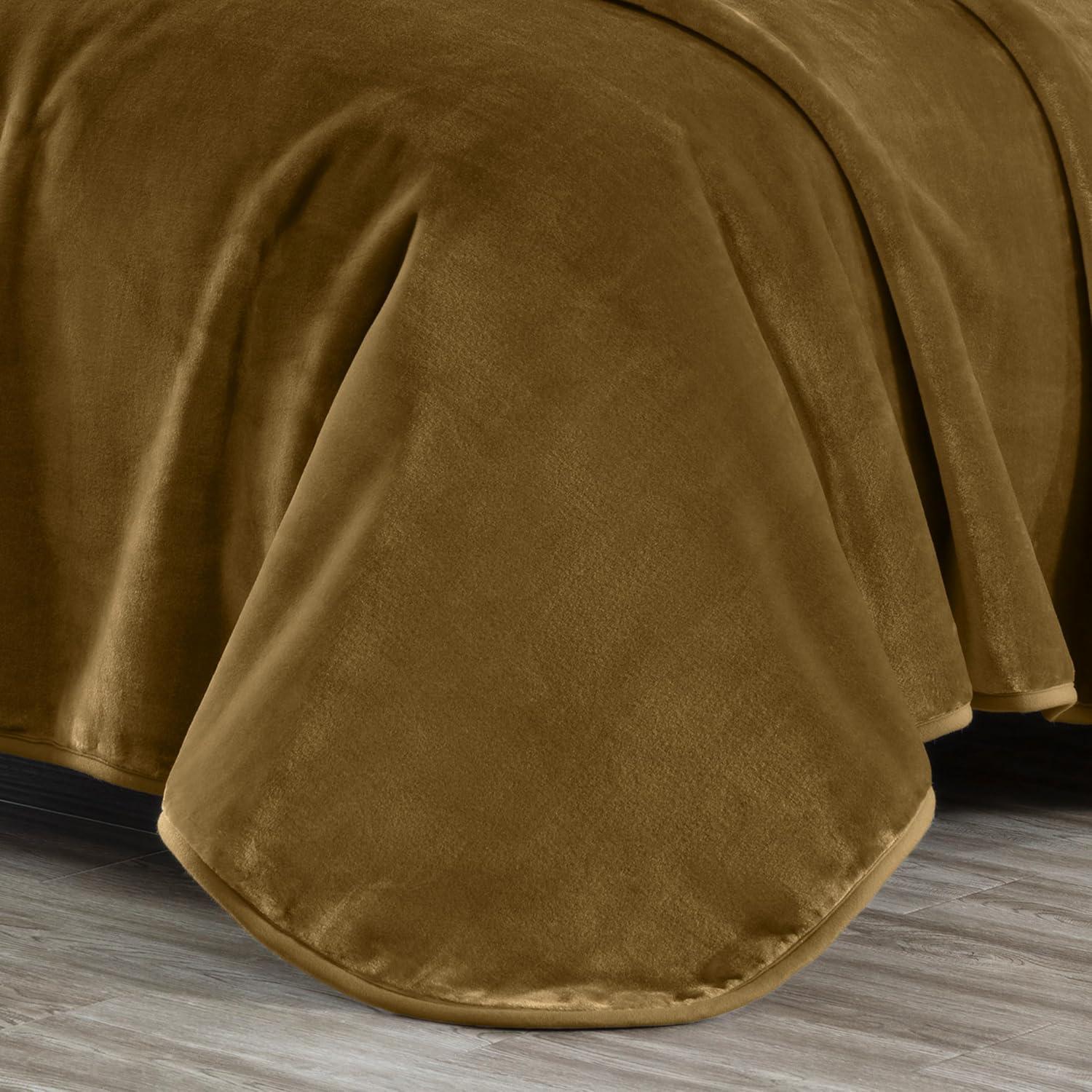 Chezmoi Collection Heavy Thick Korean Style Faux Mink Blanket Single Ply 9 Lbs, 750GSM Silky Soft Plush Raschel Mink Blanket, 85" x 95" Asia King Size, Solid Toffee