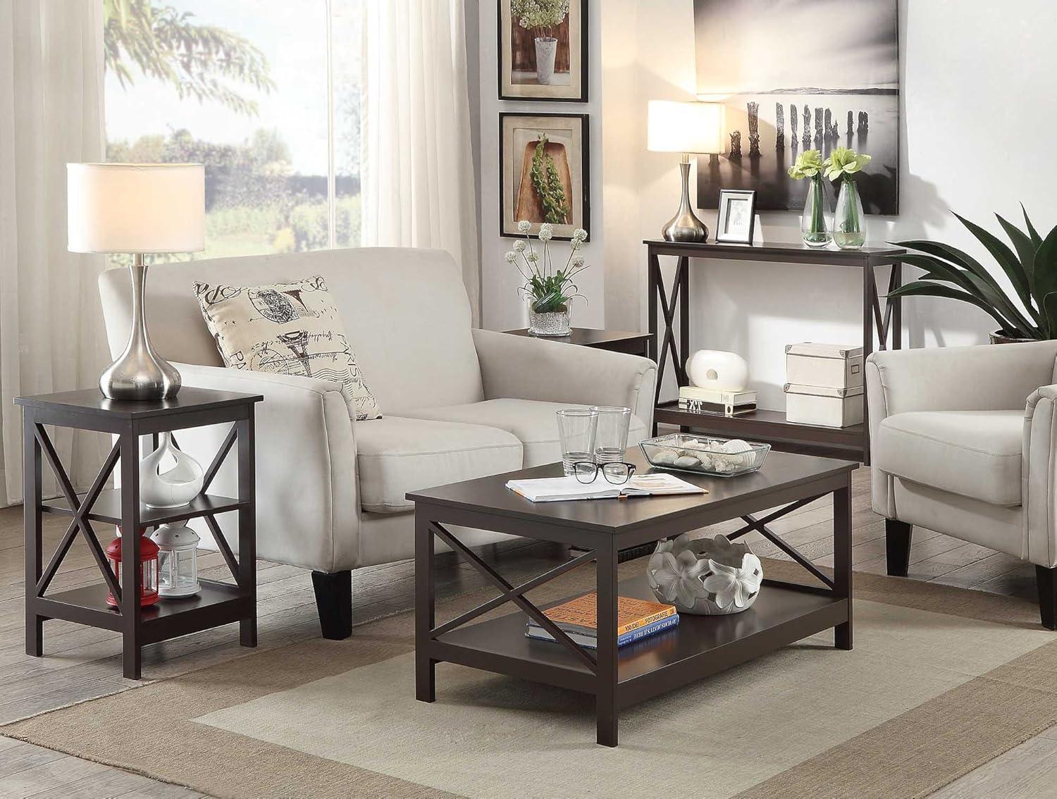 Convenience Concepts Oxford Coffee Table with Shelf in Espresso Wood Finish