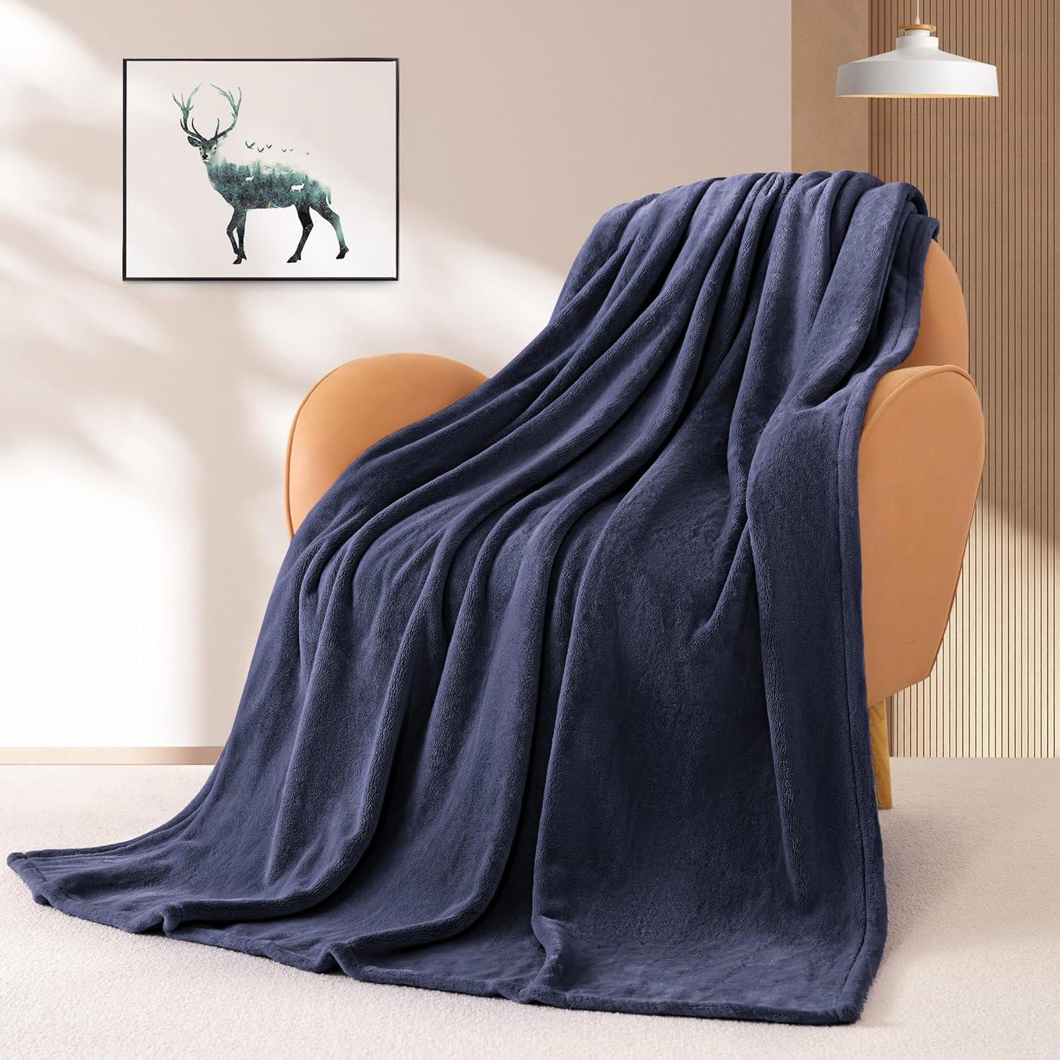 PAVILIA Luxury Fleece Blanket Throw for Bed, Soft Lightweight Plush Flannel Blanket for Sofa Couch