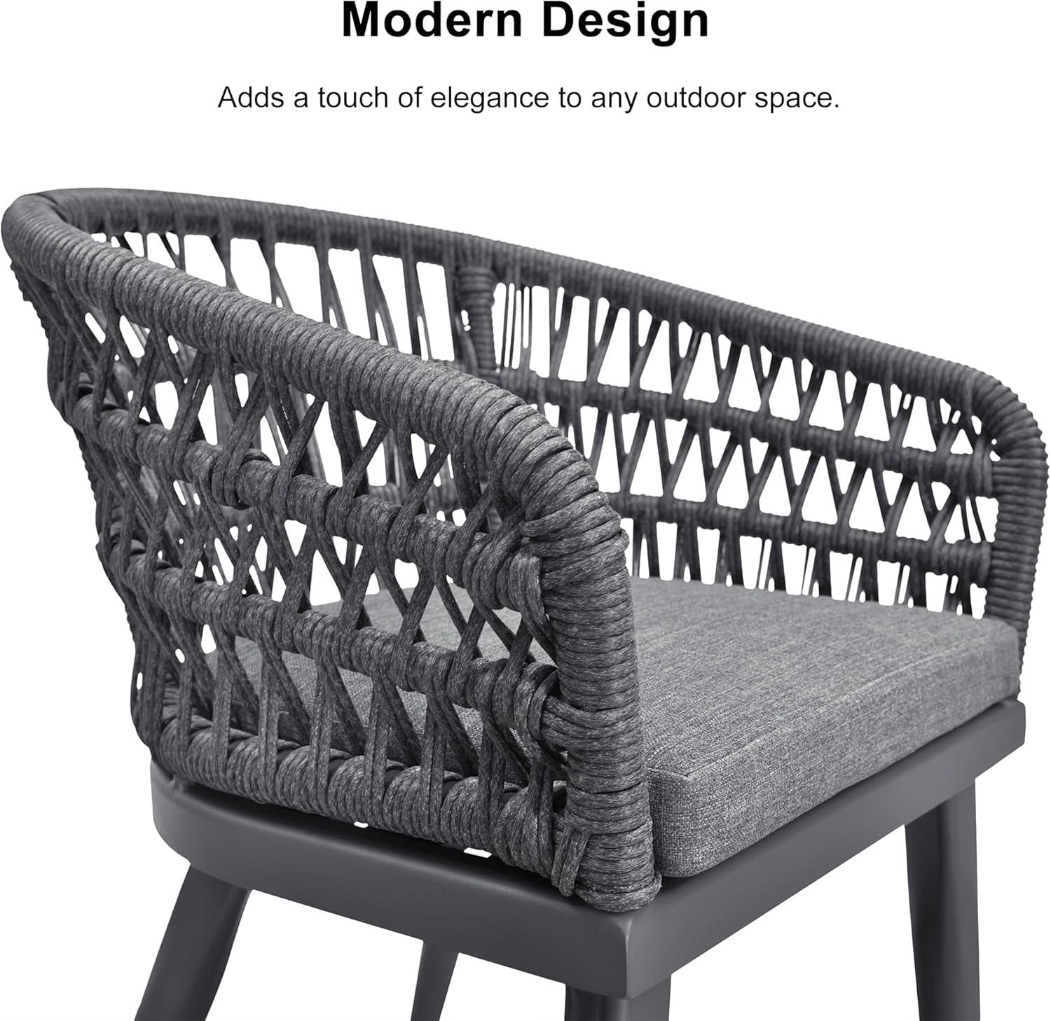 PURPLE LEAF 9 Pieces Outdoor Dining Set All-Weather PE Rattan Outdoor Patio Furniture Set with All Aluminum Frame Rectangular Table and Chairs Set for Lawn Garden Backyard Deck, Grey