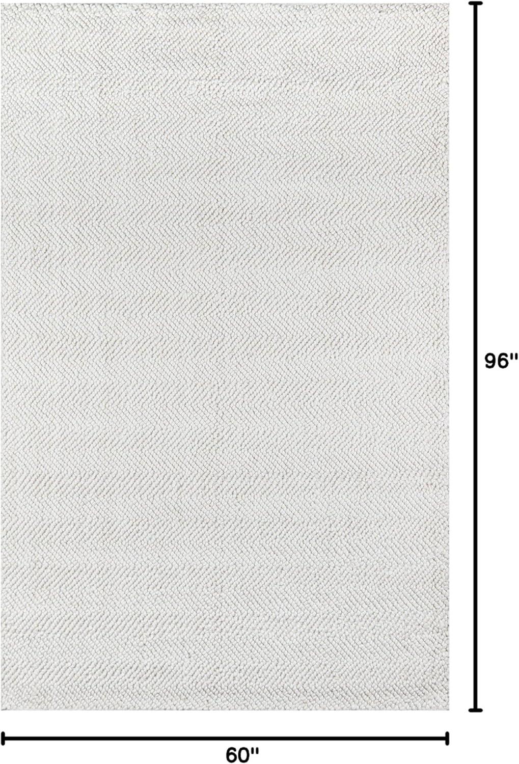 5'X8' Solid Woven Area Rug Ivory - Erin Gates By Momeni: Modern Low Pile Handmade Rectangle, Indoor Use, Spot Clean