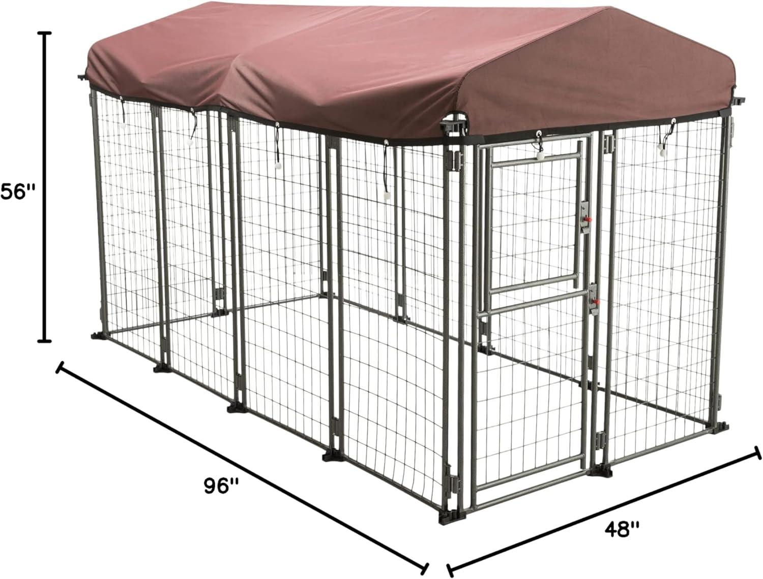 XX-Large Aluminum Outdoor Dog Kennel with Cover