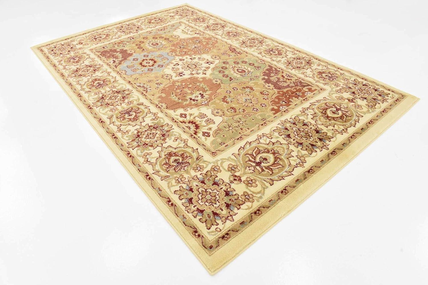 Voyage Elegance 6' x 9' Ivory and Brown Synthetic Area Rug