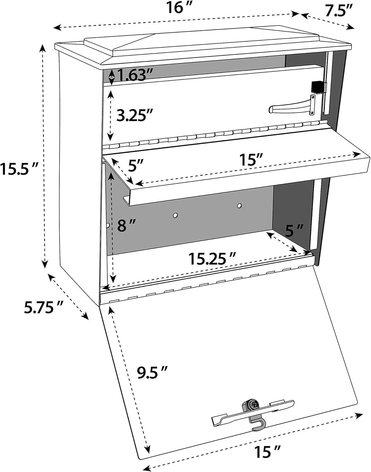 Mail Boss Townhouse Locking Security Mailbox, Alpine White