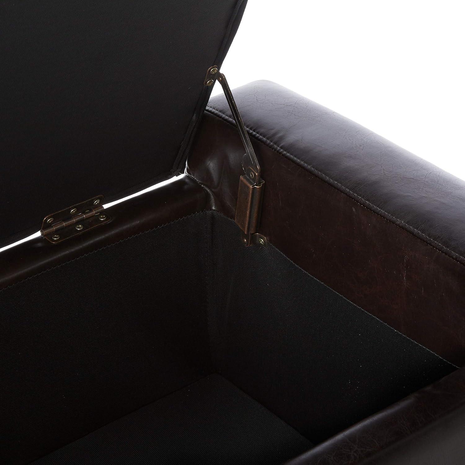 Christopher Knight Home Guernsey Bonded Leather Storage Ottoman Bench, Chocolate Brown 51 by 20 by 17