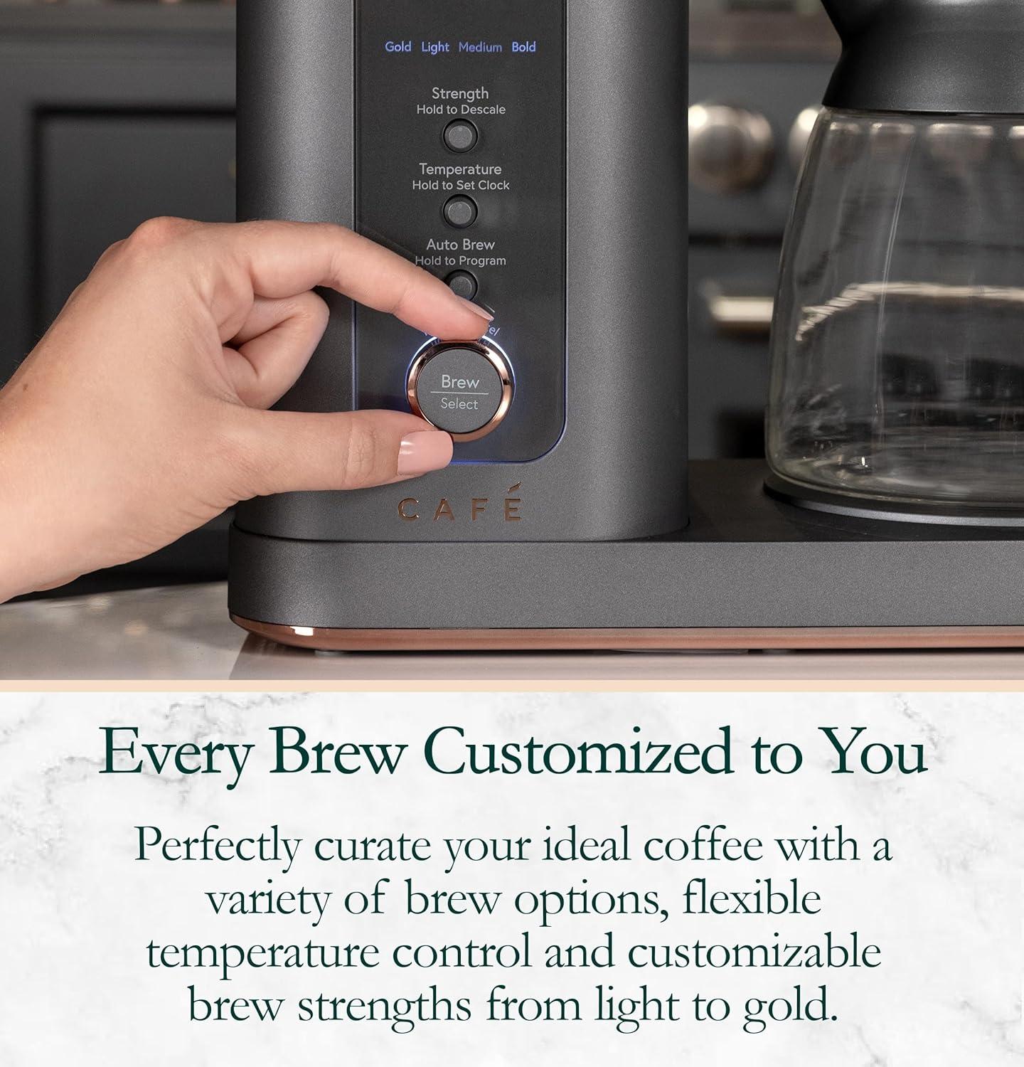 Café ™ Matte Black 10-Cup Drip Coffee Maker with Glass Carafe