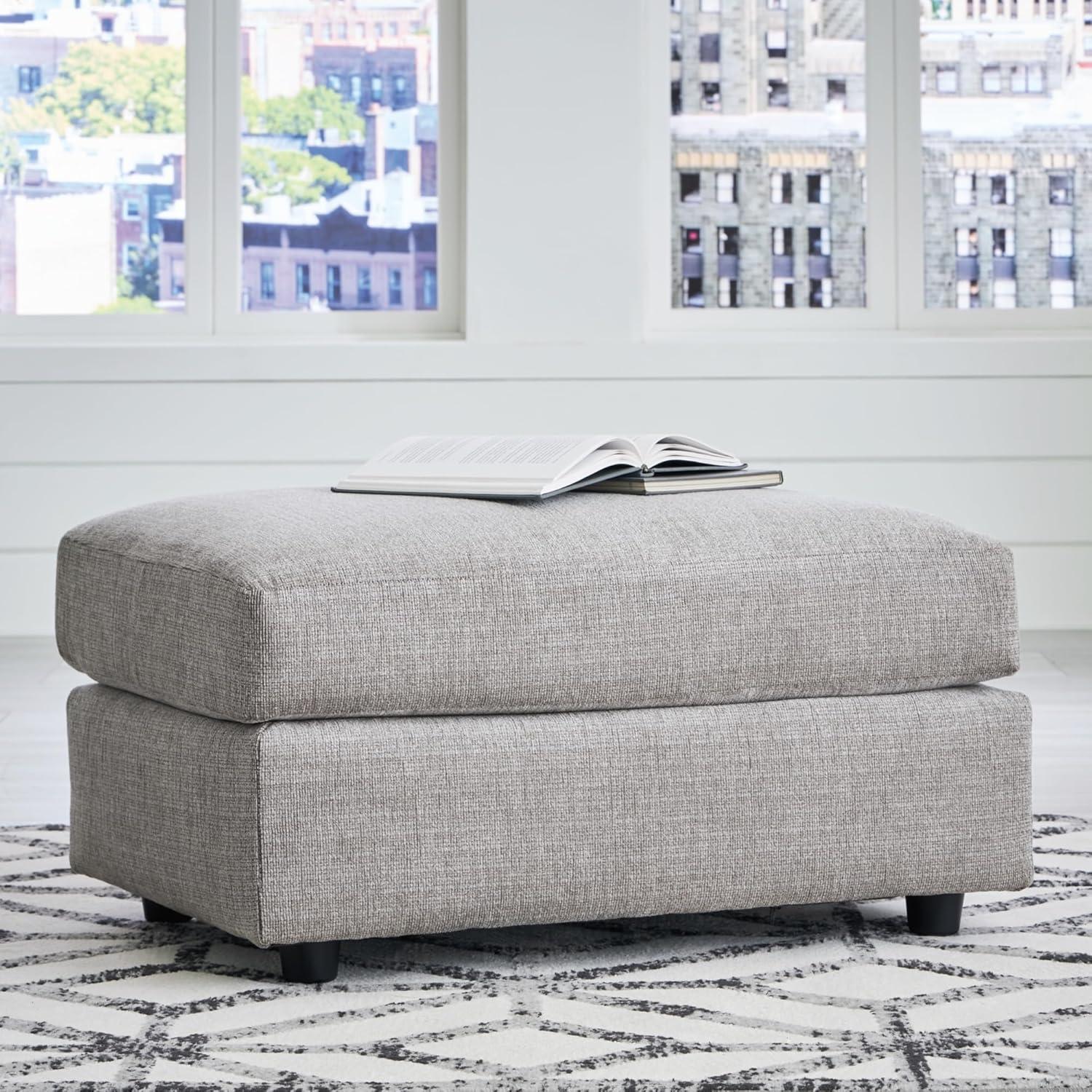 Light Gray Contemporary Rectangular Chenille Ottoman