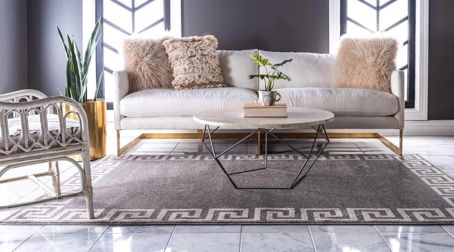 Unique Loom Athens Collection Area Rug - Modern (7' 1" x 10' Rectangle Gray/Beige)