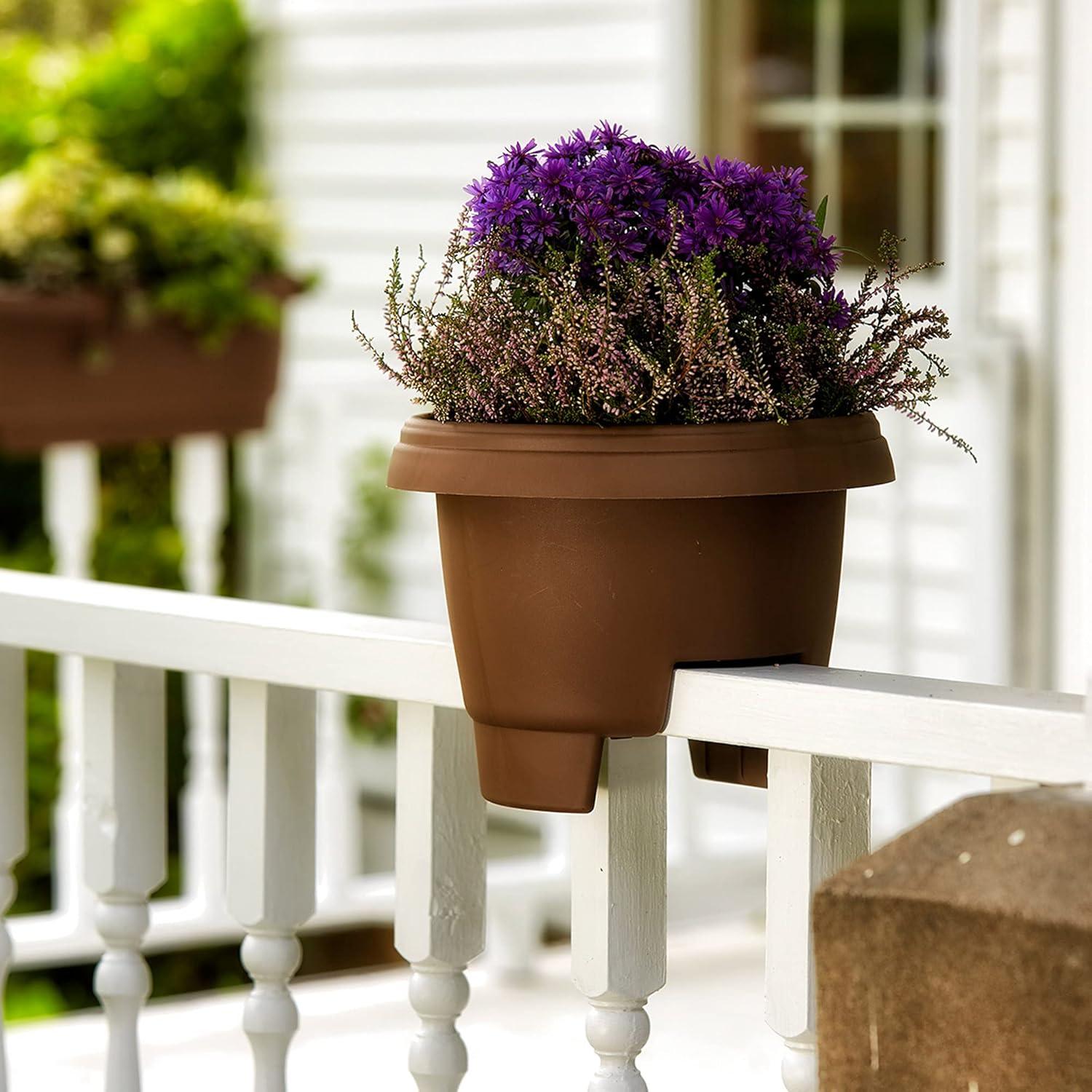 Bloem Round Deck Rail Planter 12 in.-Chocolate