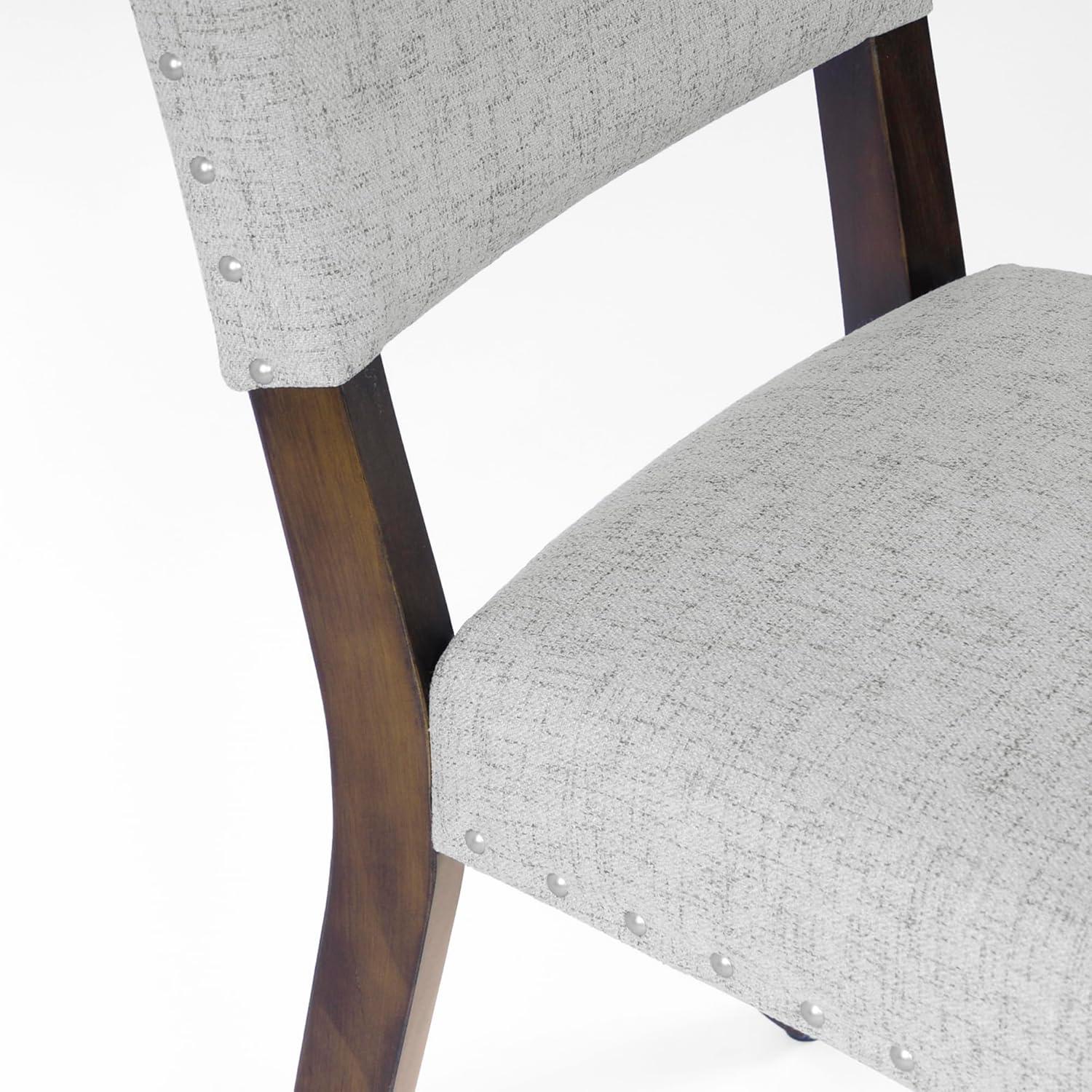 Set of 2 Stripe Dining Chairs Gray Woven - HomePop: Upholstered, Nailhead Trim, Farmhouse Style