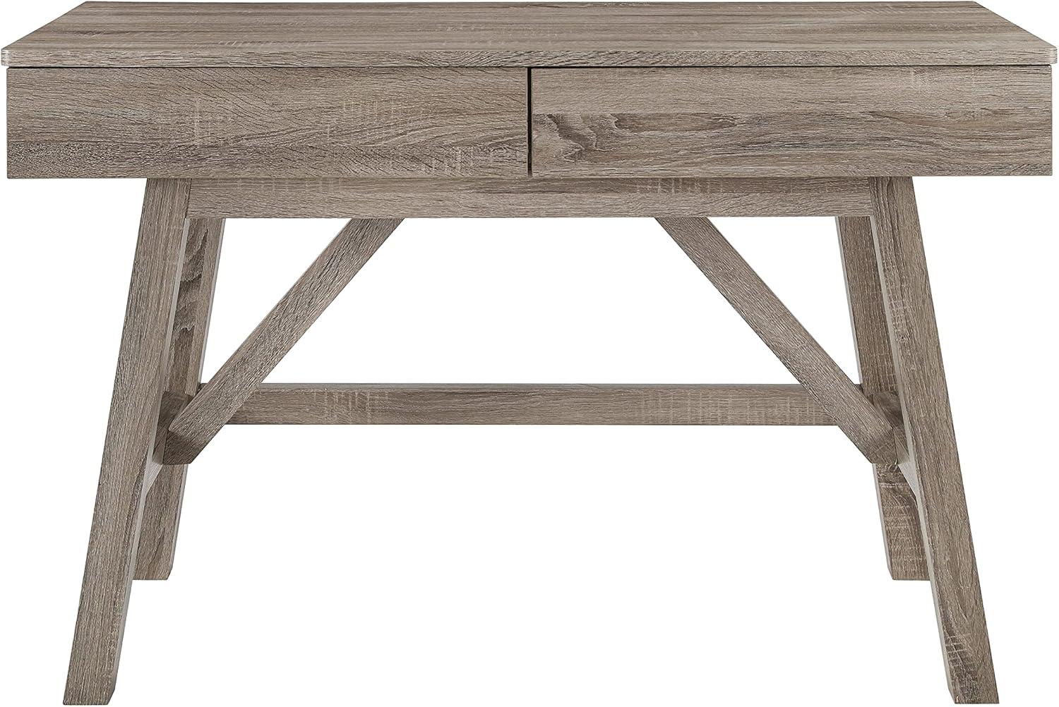 Modern Rustic Gray 52'' Wood Desk with Dual Storage Drawers