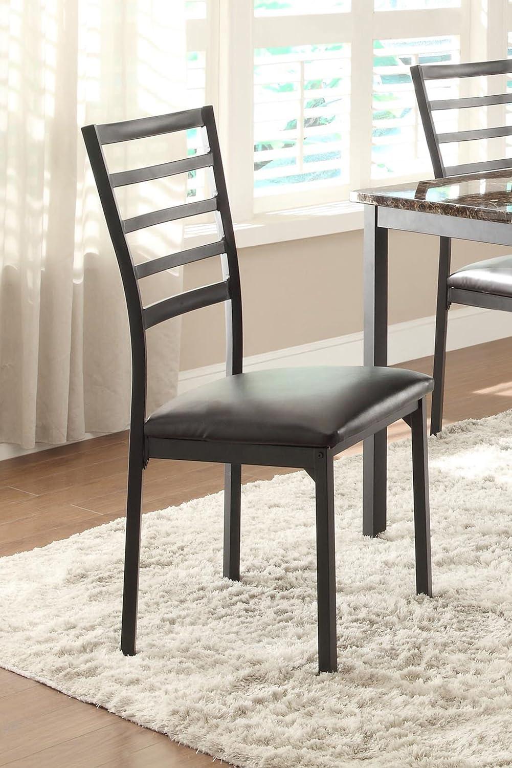 Flannery Black Metal and Dark Brown Faux Leather Dining Side Chair