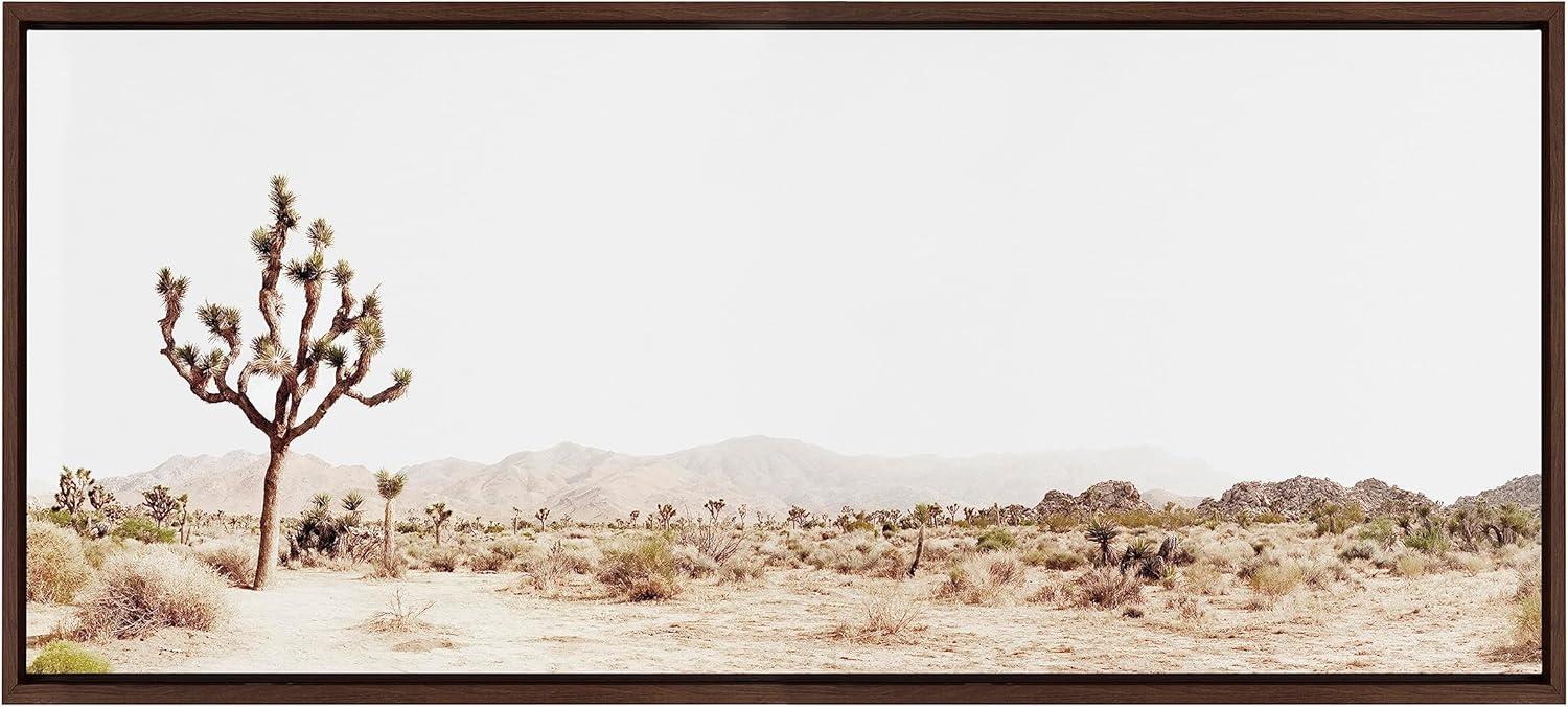 Lone Joshua Tree Brown Framed Canvas Landscape Art