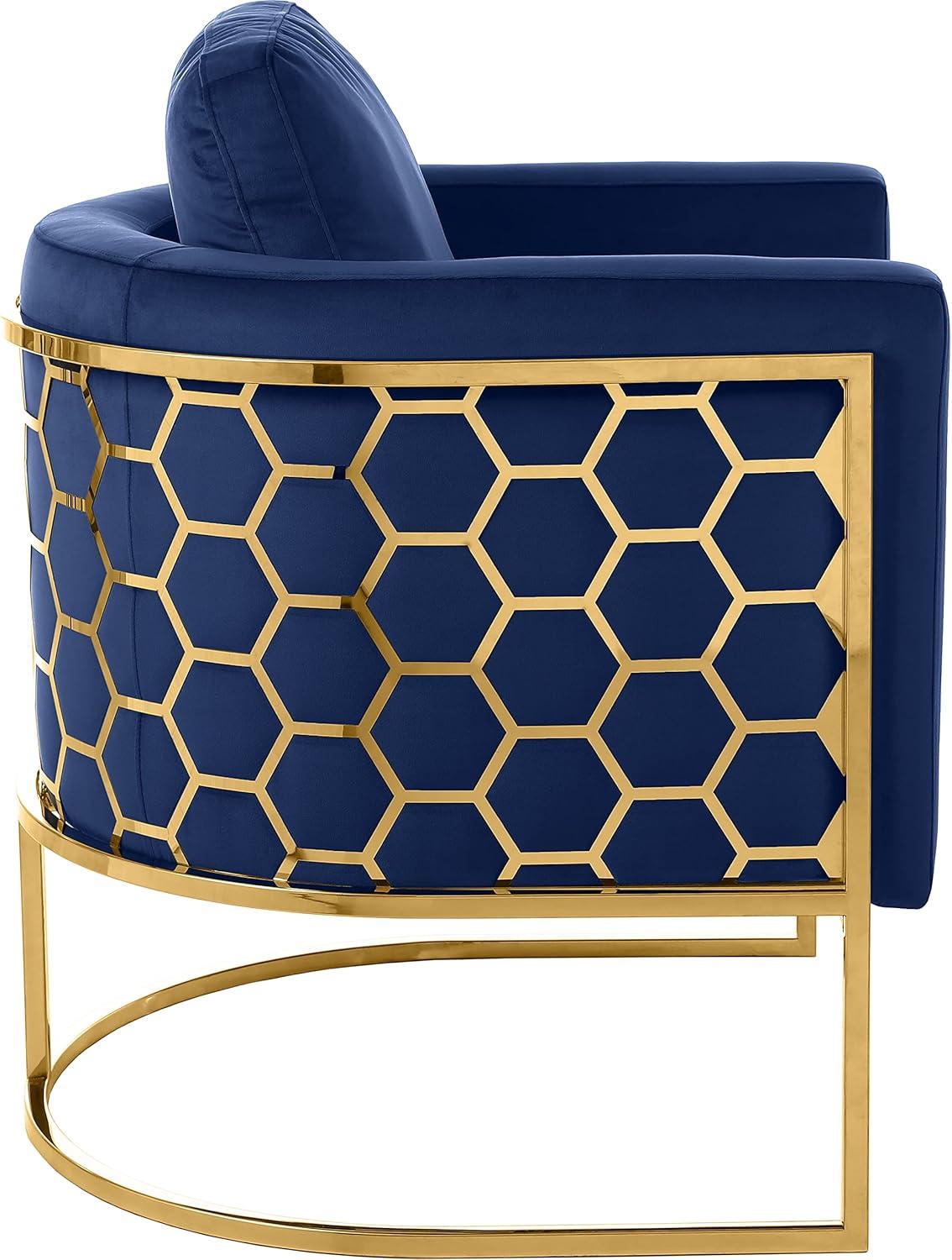 Meridian Furniture Casa Navy Velvet Chair with Gold Iron Metal Base