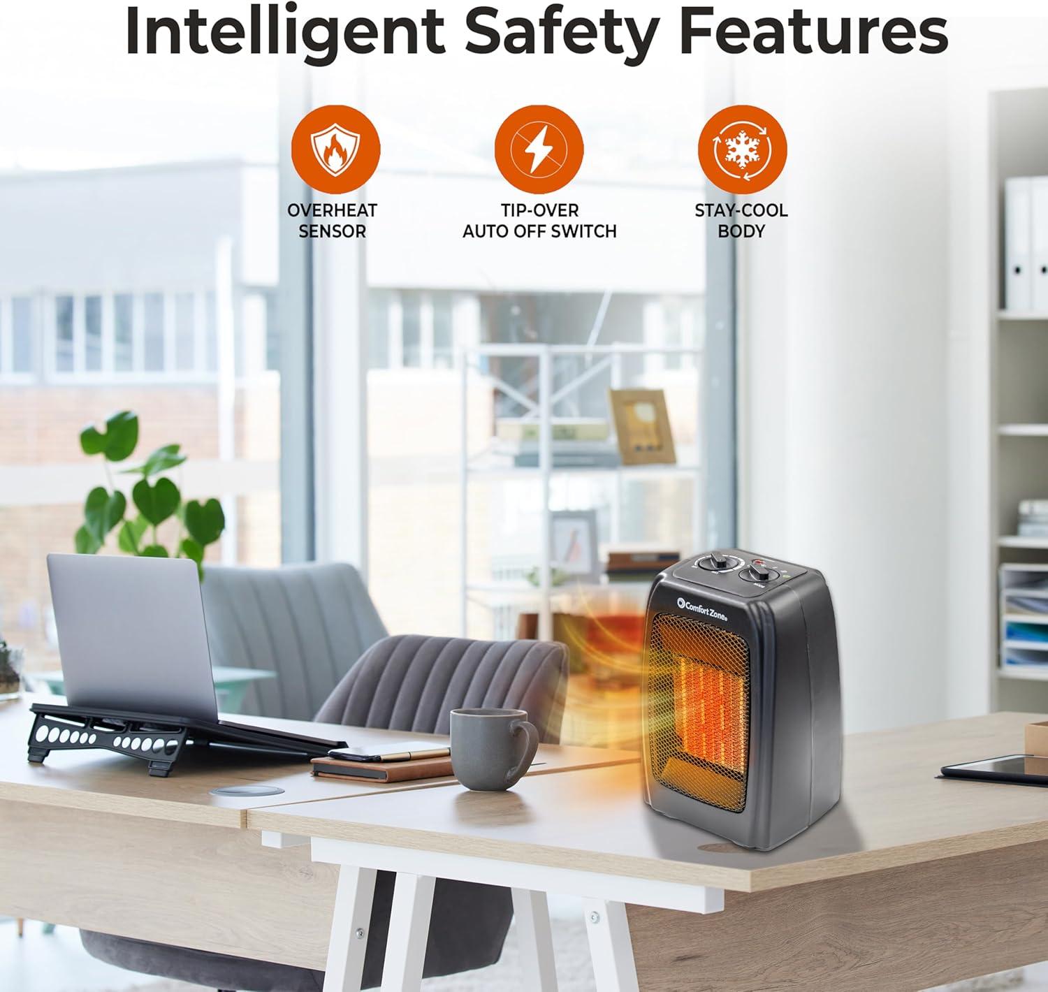 Energy Save 1500-Watt Electric Ceramic Space Heater with Thermostat and Fan