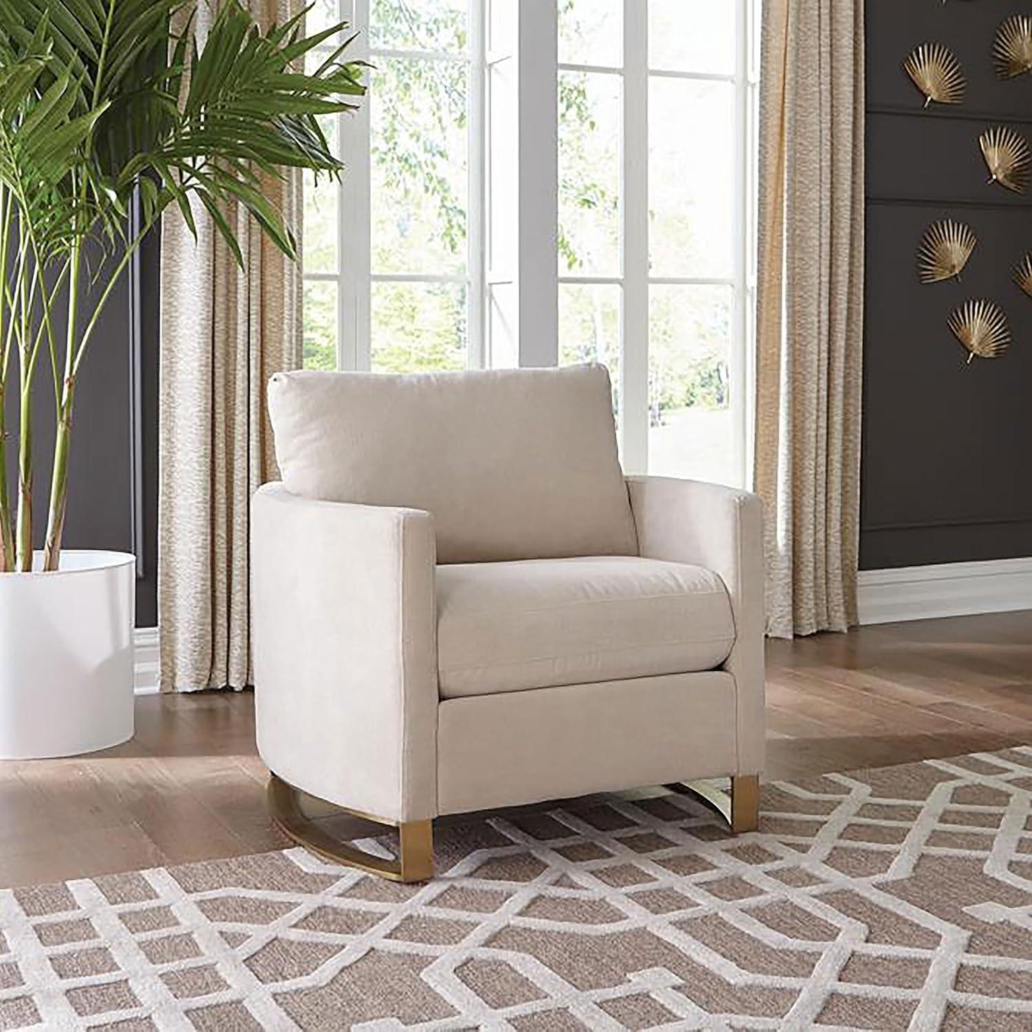 Coaster Contemporary Chenille Upholstered Arched Arms Chair in Beige