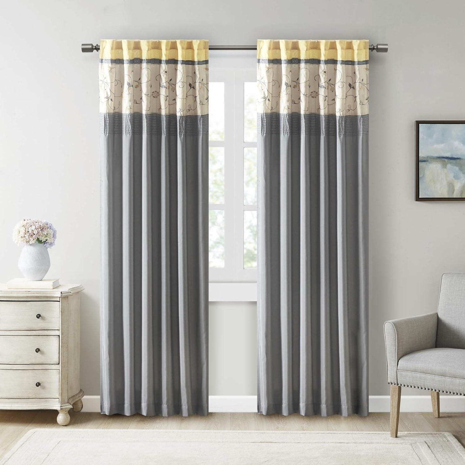 Madison Park Serene Embroidered Single Curtain Panel