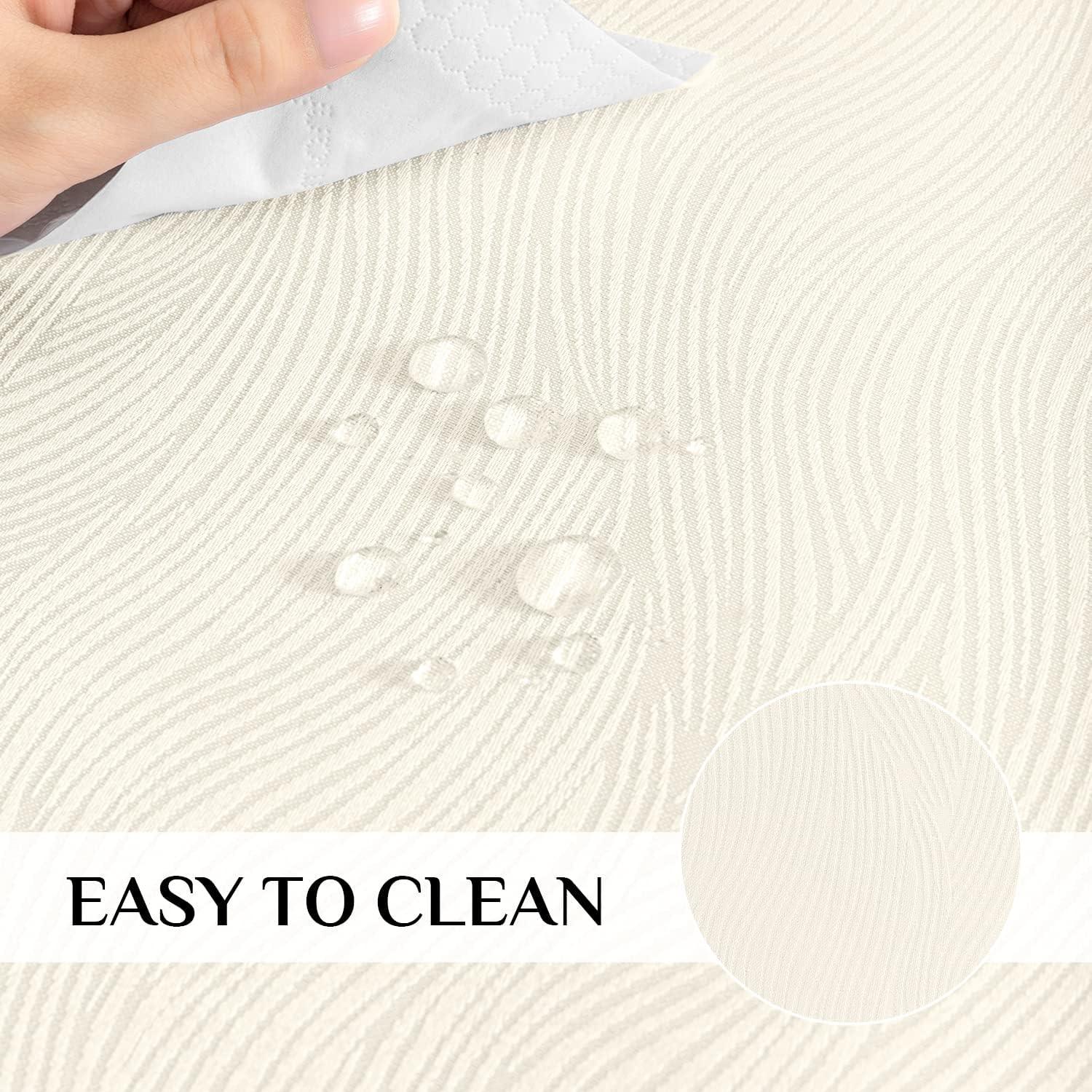 Softalker Jacquard Rectangle Tablecloth, Swirl Design Waterproof Stain Resistant Table Cover Wrinkle Free Heavy Weight Table Cloths for Dinner/Parties/Holiday - 60 x 104 Inch, Ivory
