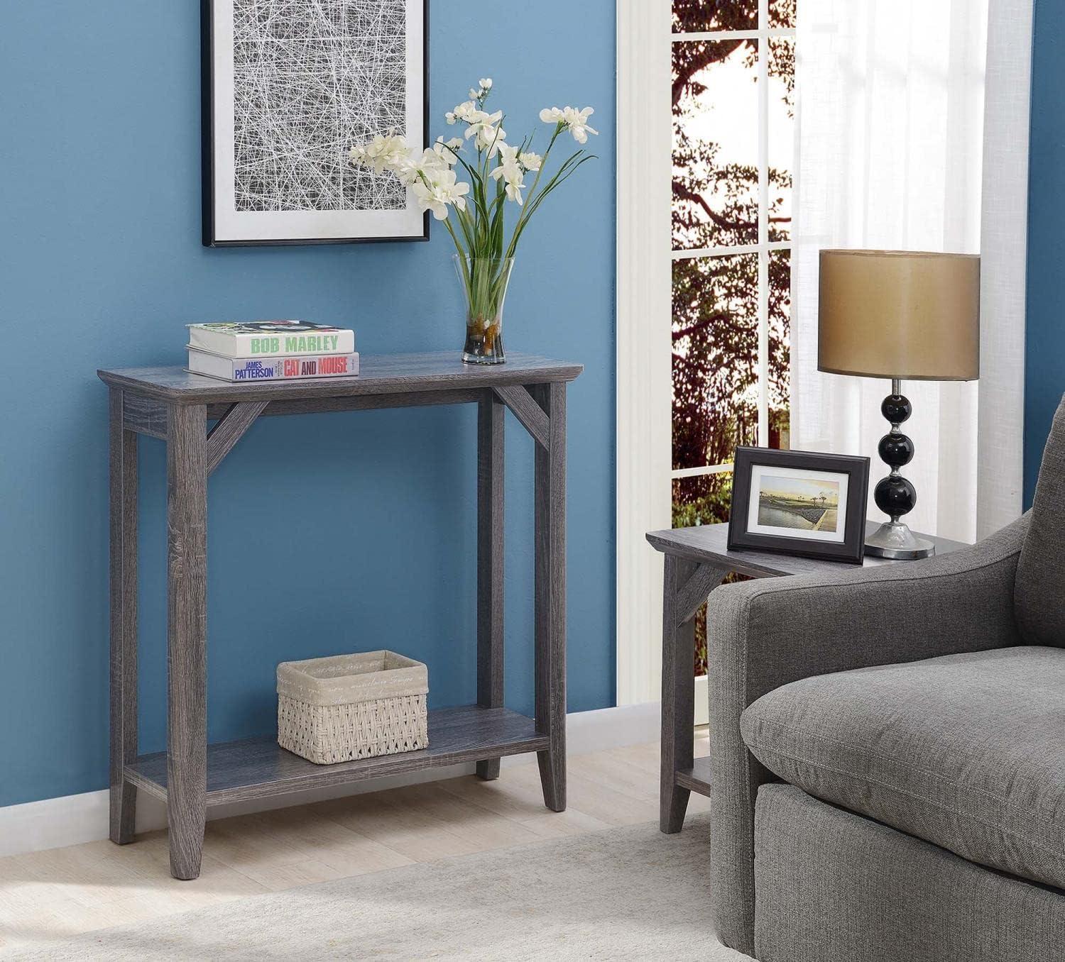 Winston 36" Weathered Gray Wood Console Table with Storage Shelf