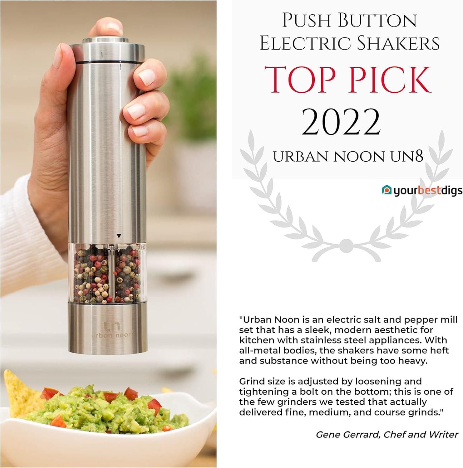 Stainless Steel Electric Salt and Pepper Grinder Set with LED Light