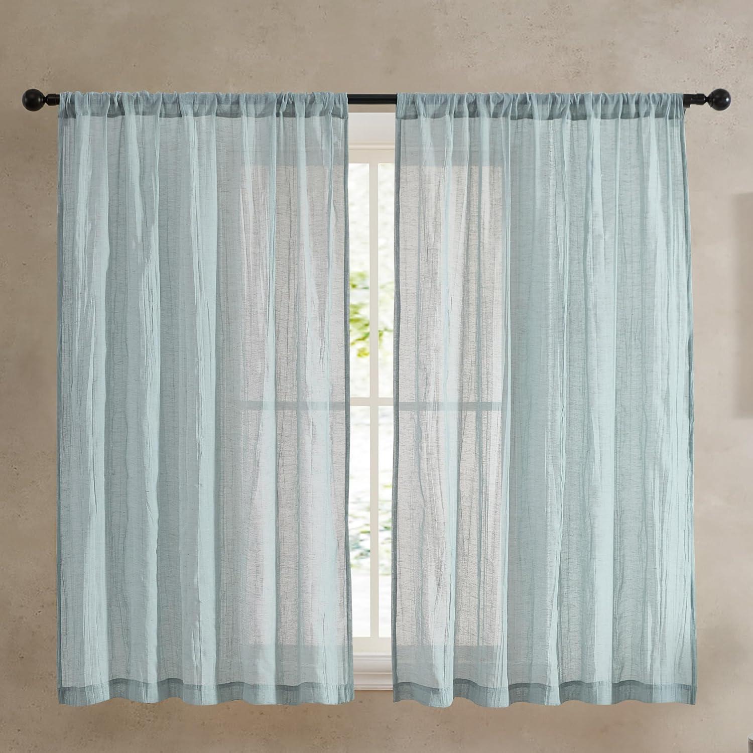 Solid Semi-Sheer Curtain Panels (Set of 2)