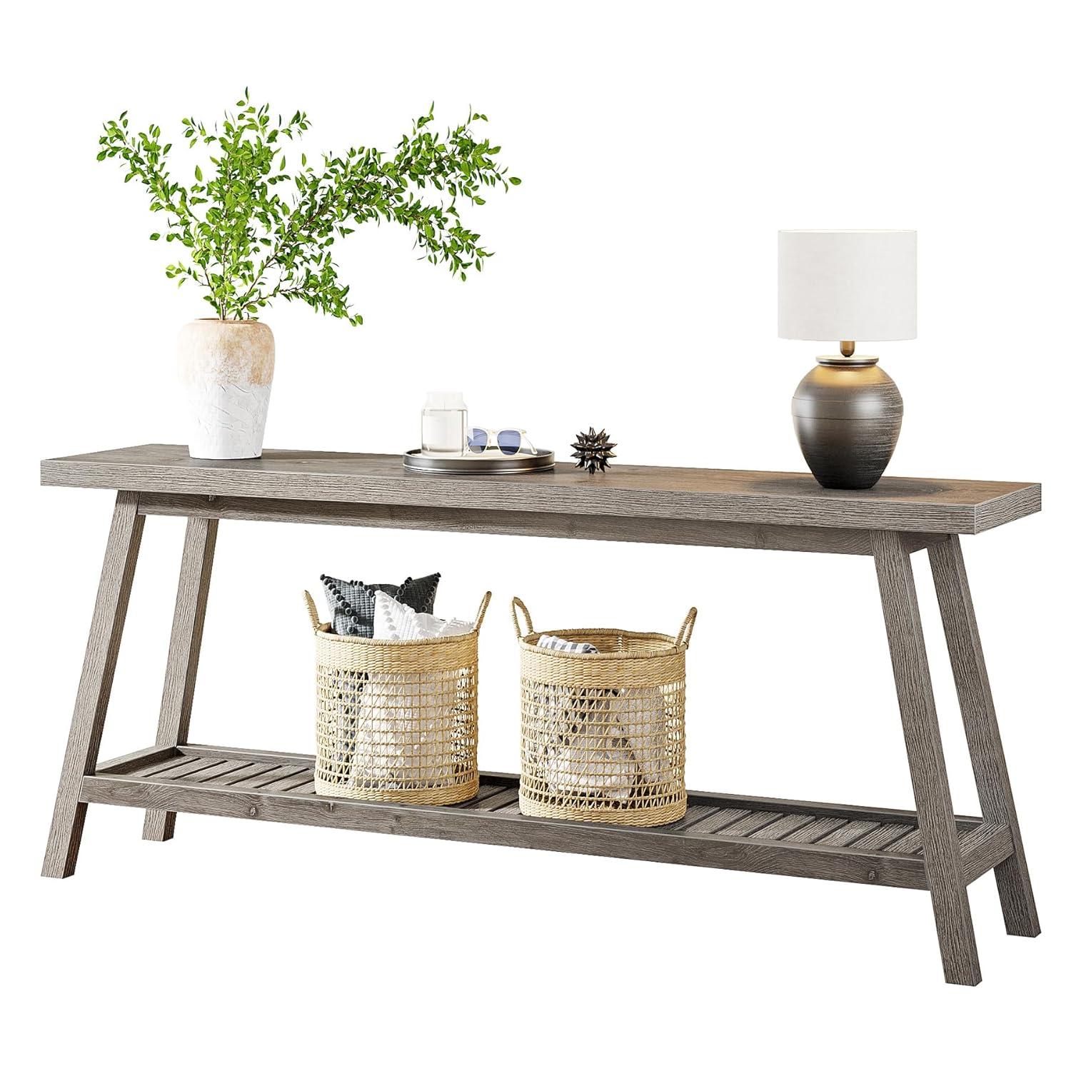 Farmhouse 70.9 Inches Console Entryway Table Grey
