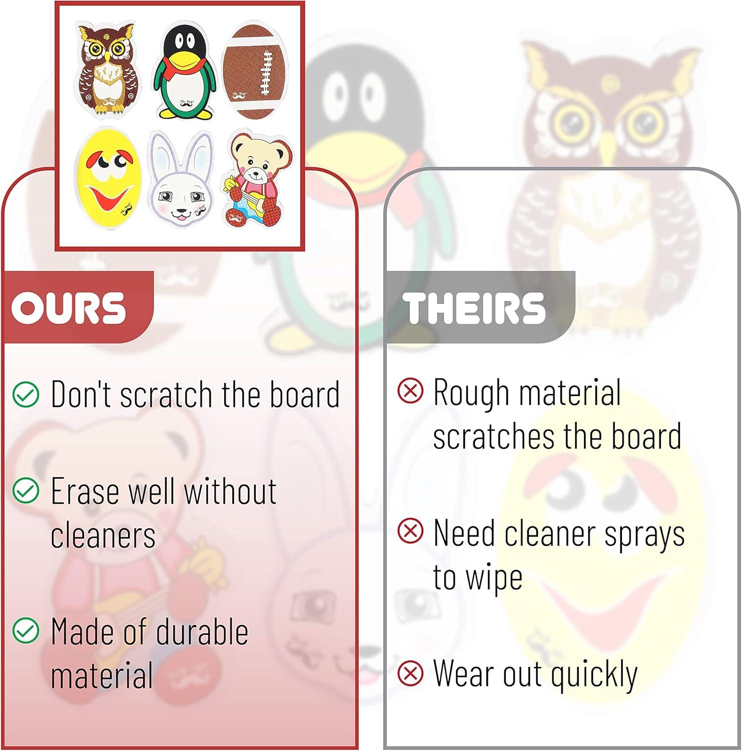 Mr. Pen- Cute Dry Erase Erasers, 6 Pack, Animal Shaped Whiteboard Erasers, Magnetic Eraser for Dry-Erase Boards