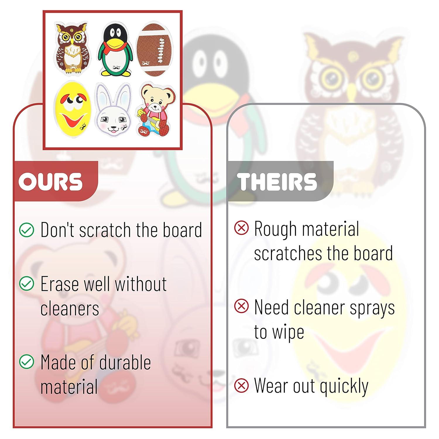 Mr. Pen- Cute Dry Erase Erasers, 6 Pack, Animal Shaped Whiteboard Erasers, Magnetic Eraser for Dry-Erase Boards