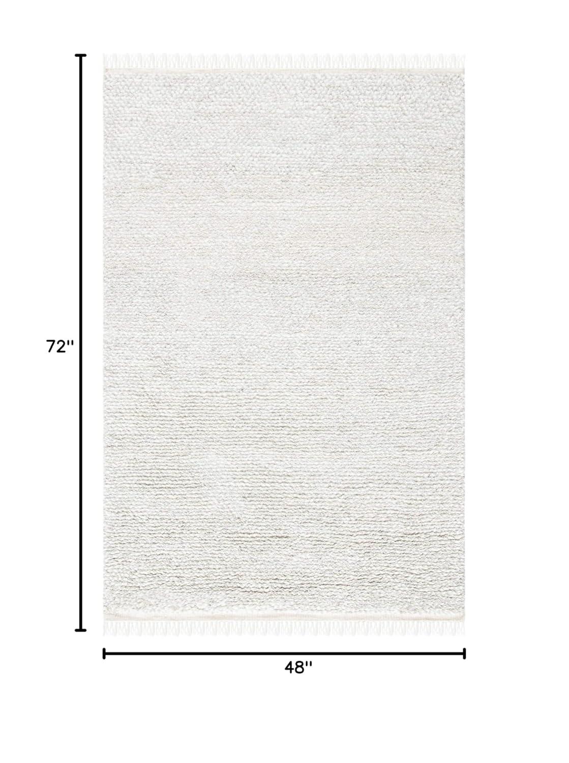 SAFAVIEH Casablanca Claud Solid Wool Shag Area Rug, Beige, 4' x 6'