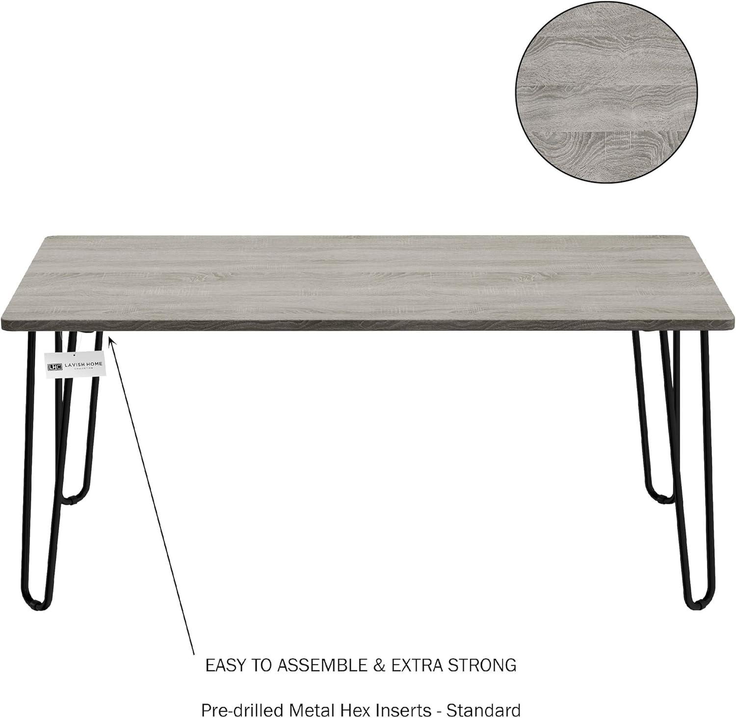 Coffee Table with Hairpin Legs-Modern Industrial Style Home Decor-Woodgrain-Look and Steel Accent Living Room Furniture, 41", Gray