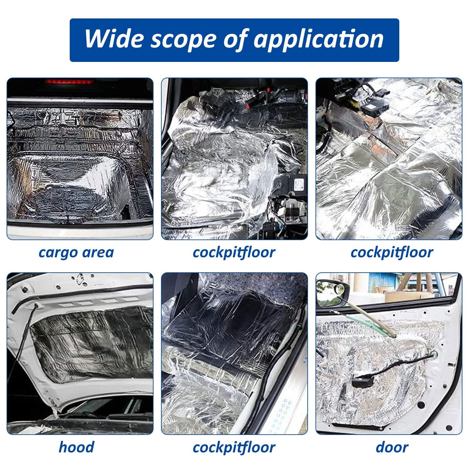 Car Heat Sound Deadening Insulation Mat, - 394 Mil 10.8 Sqft Automobile Sound Deadening & Heat Insulation Material for Auto Hood Engine Roof Door and Trunk,40 Inch x 40 Inch, Aluminum Foil Finish