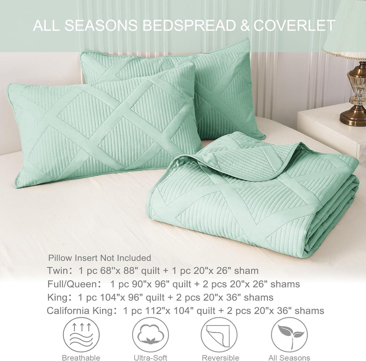 King Size Mint Green Microfiber Reversible Duvet Set