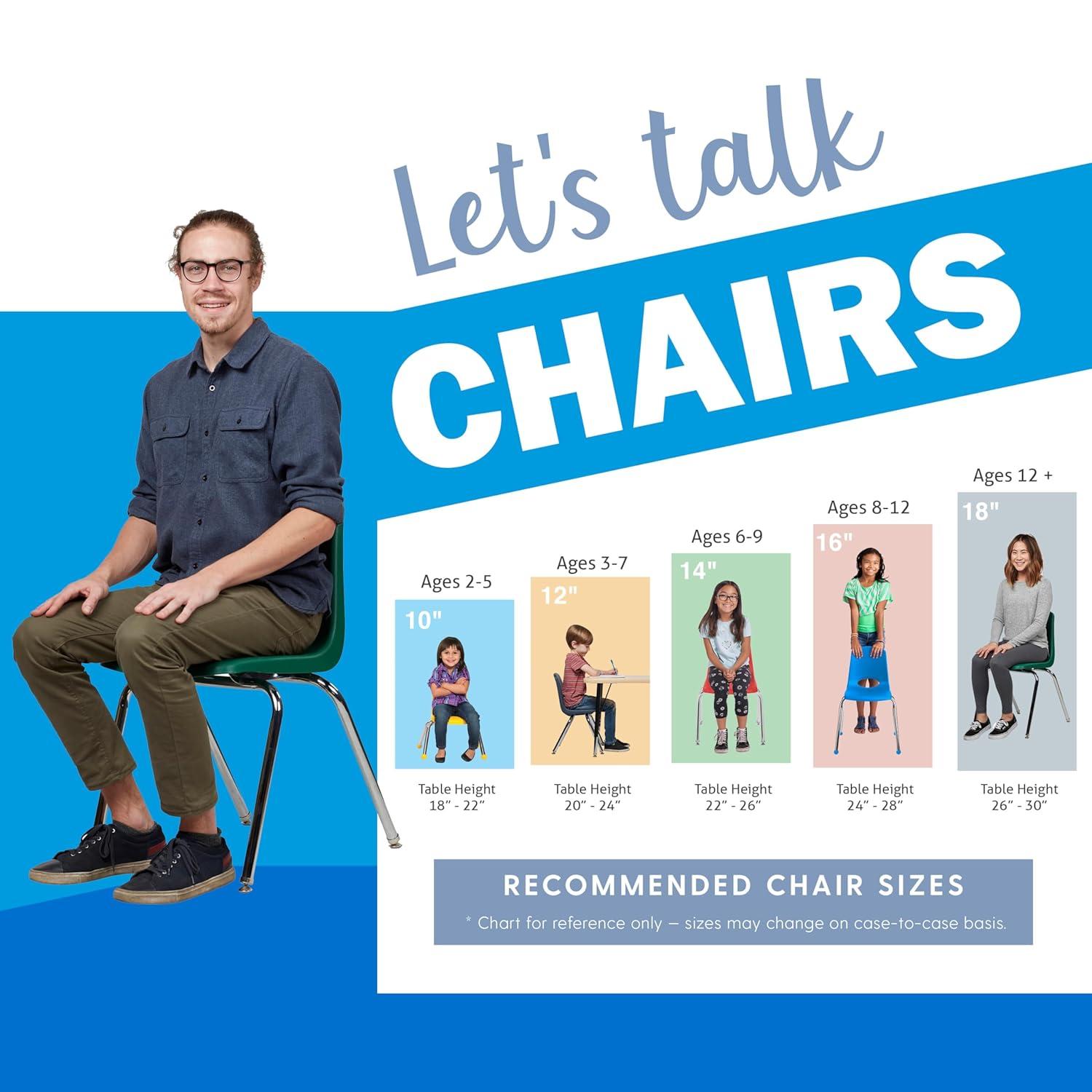 Factory Direct Partners 18" Classroom Stack Chair with Swivel Glide Legs