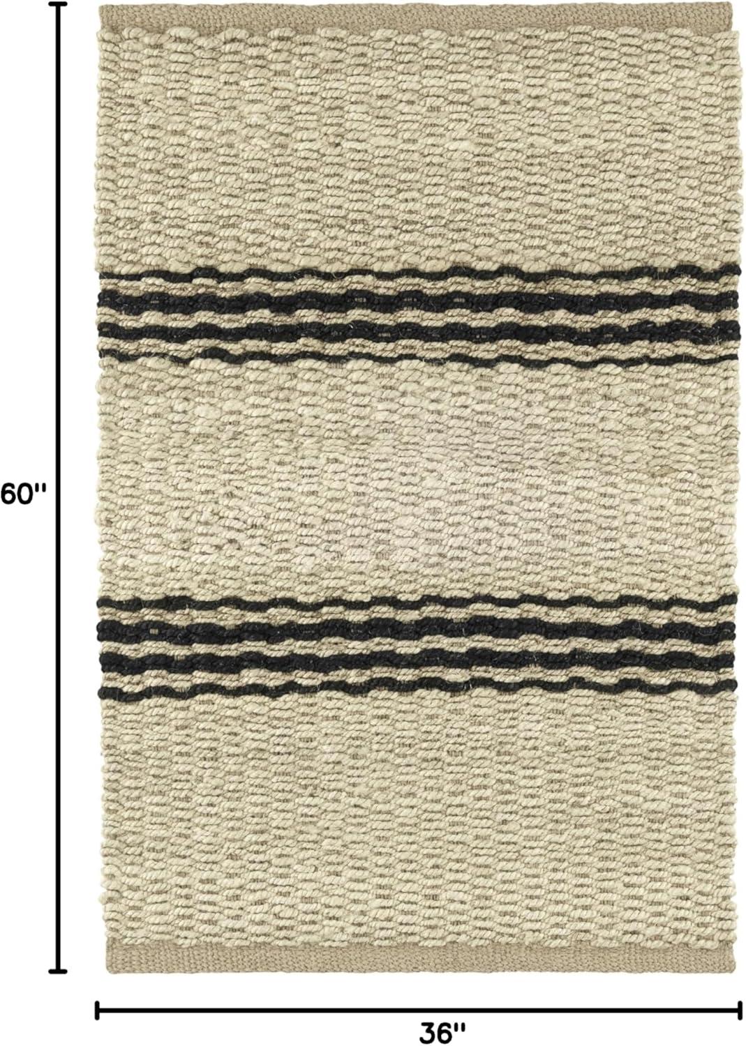 Jute Ticking Black Handwoven Jute Rug