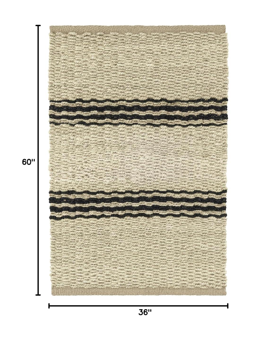 Jute Ticking Black Handwoven Jute Rug