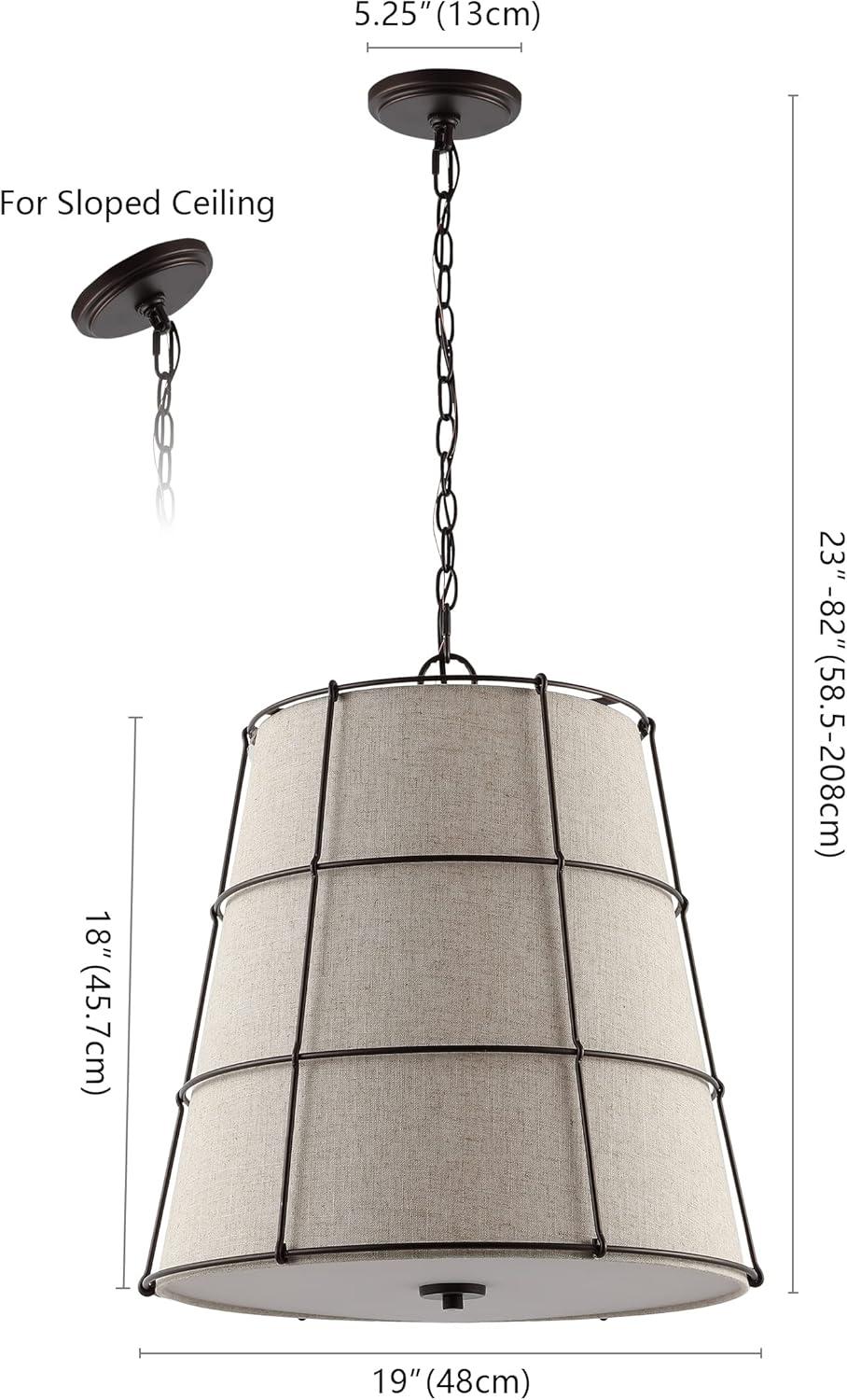 Silas 19" 3-Light Rustic Farmhouse Iron LED Pendant, Oil Rubbed Bronze