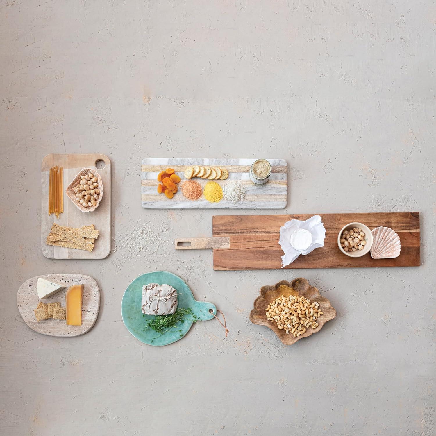 Beige Marble and Mango Wood Rectangular Cheese Board