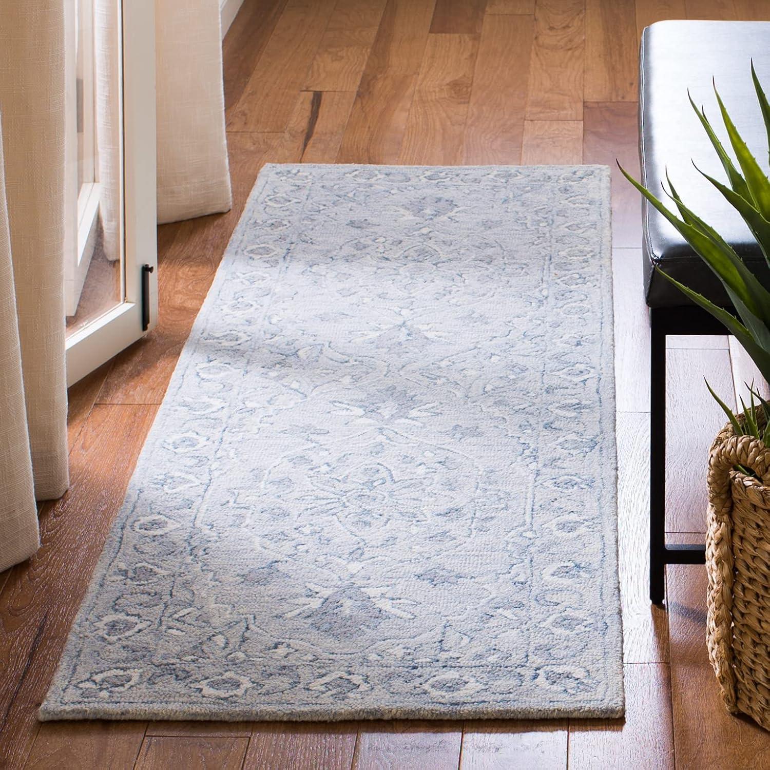 Micro-Loop MLP504 Hand Tufted Indoor Runner Rug - Light Blue/Ivory - 2'3"x11' - Safavieh