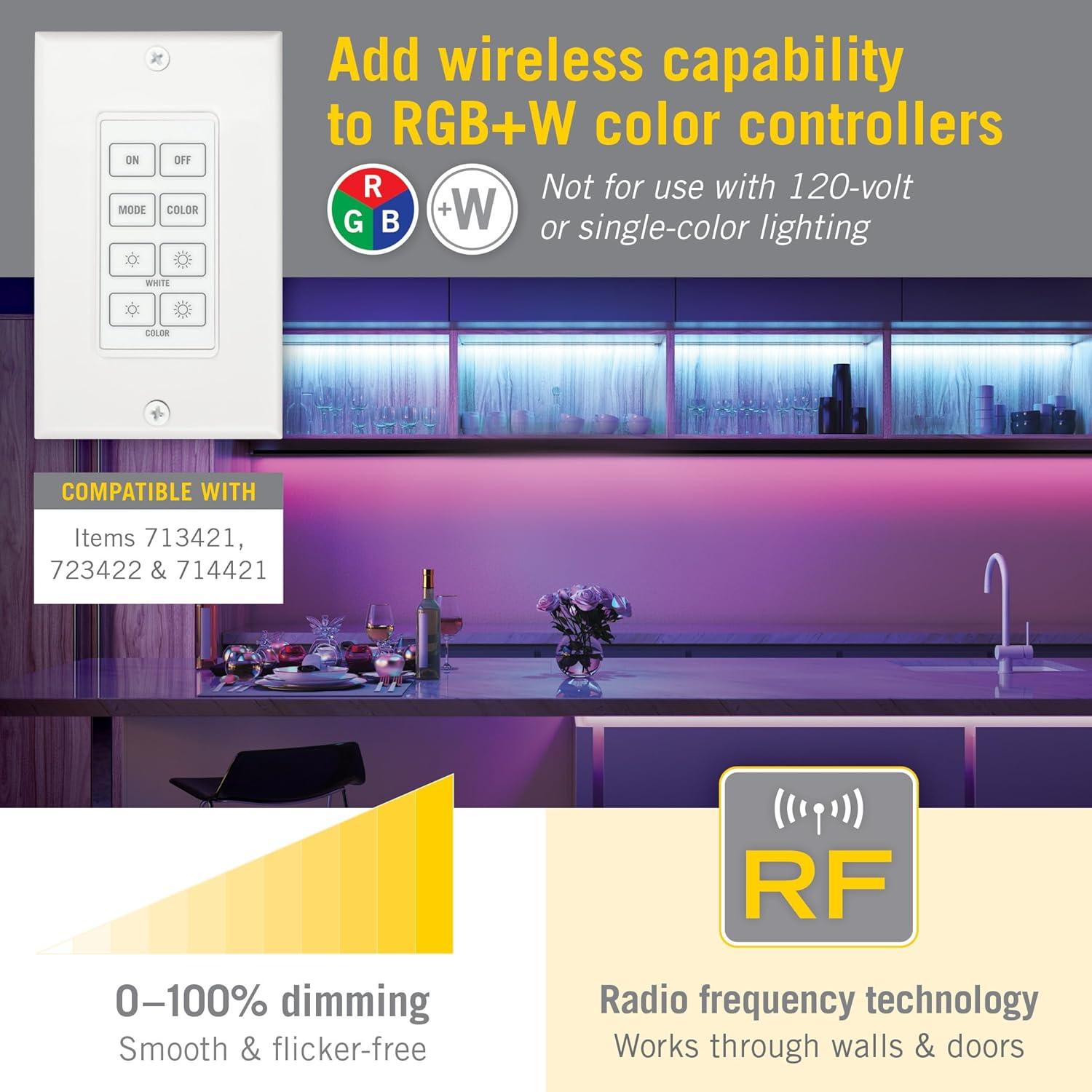 Wireless Wall Mount Touchpad for RGB+W LED Dimmers