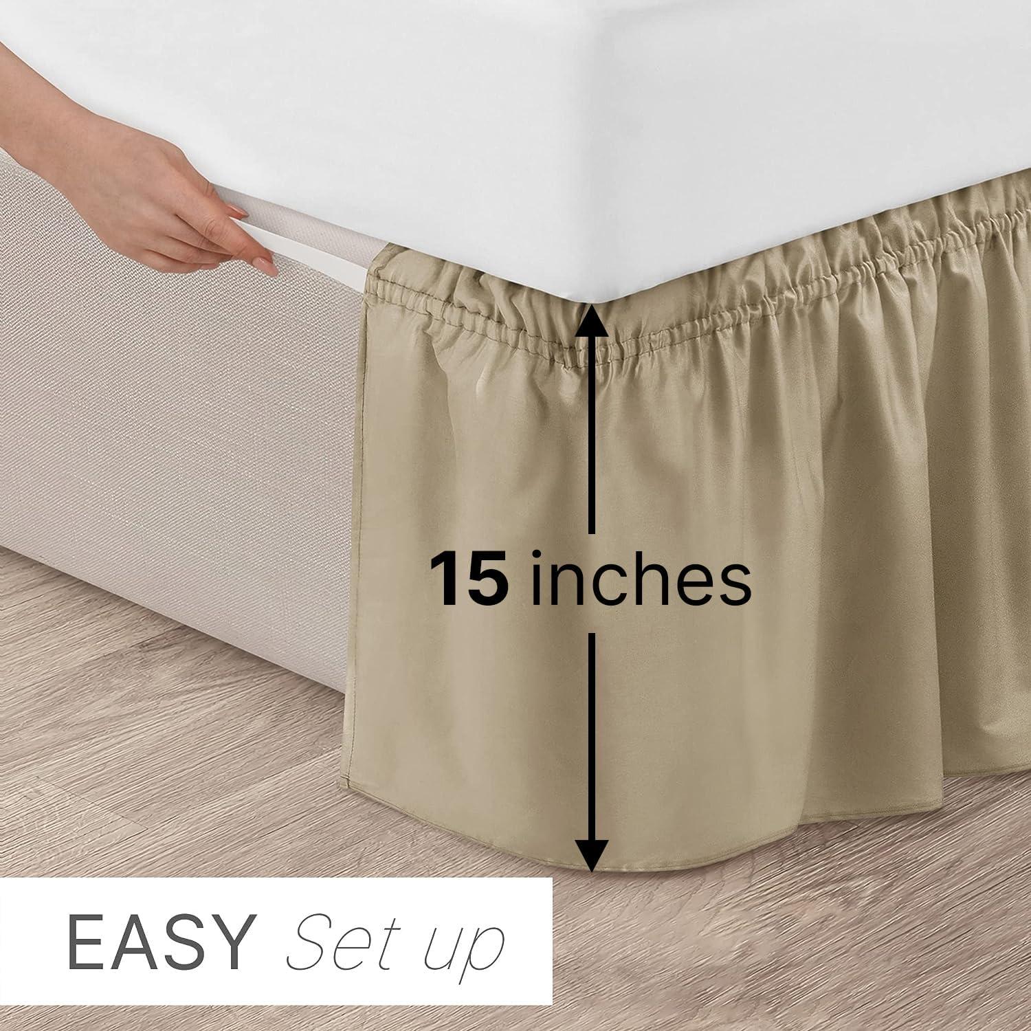 CGK Linens Ruffled Elastic Wrap Around Tailored Bed Skirt