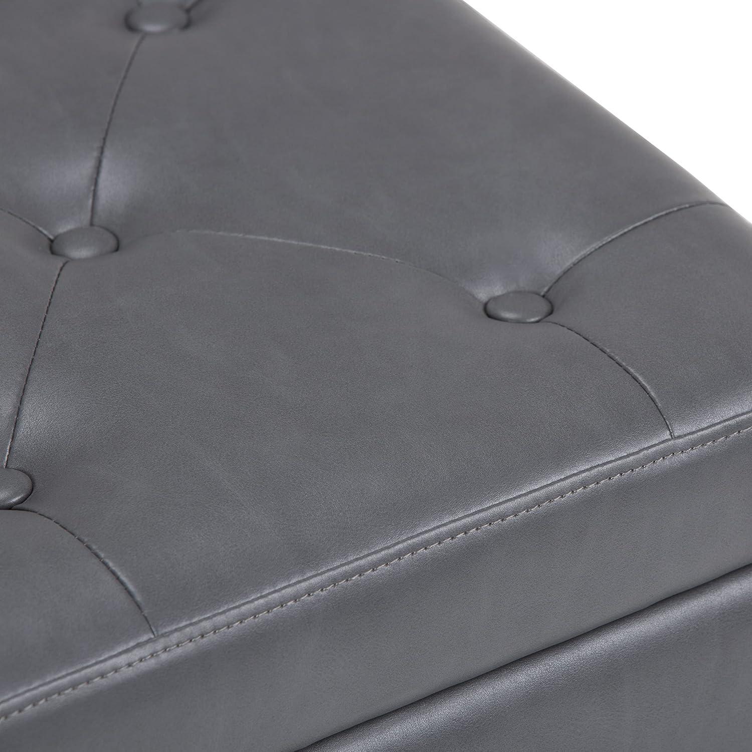 Simpli Home Hamilton 48"W Upholstered Storage Ottoman Bench with Lift-Top Lid, Tufted Design, and Nailhead Trim