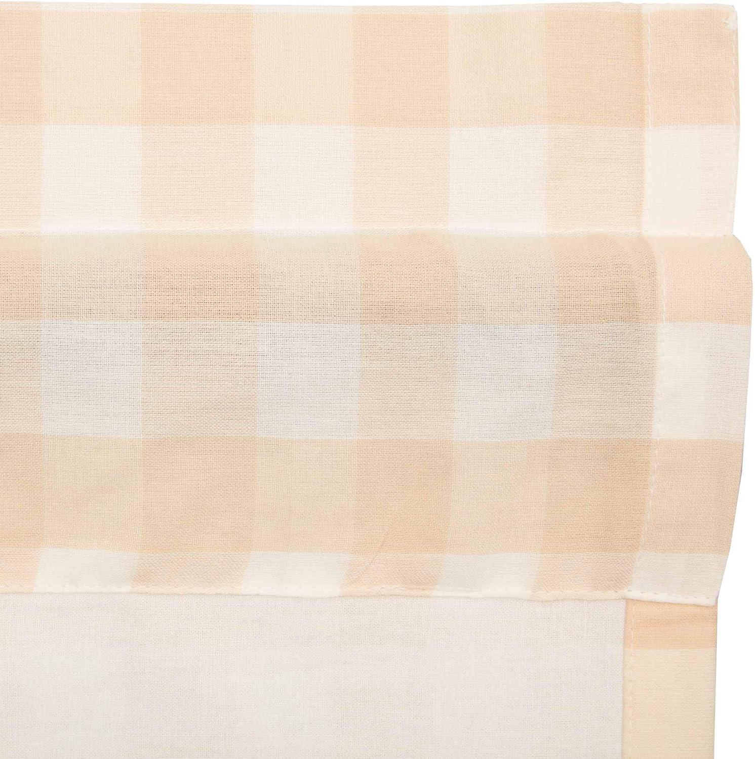 Annie Buffalo Check Tan and White Cotton Rod Pocket Valance, 16x60