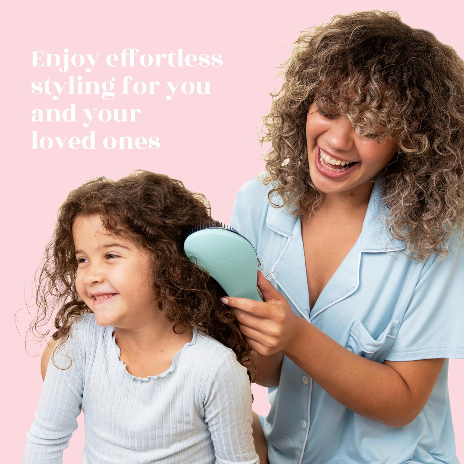 Glide Thru Detangling Brush by Crave Naturals - Tangle-Free Hairbrush for Curly and Straight Hair - Gentle Detangler for Kids, Teens, and Adults - Wet and Dry Hair Care - Travel-Friendly, Turquoise