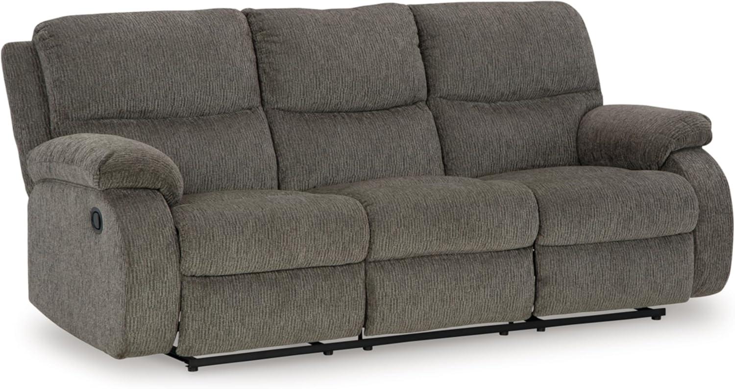 Brindle Gray Microfiber Reclining Sofa with Bustle Back