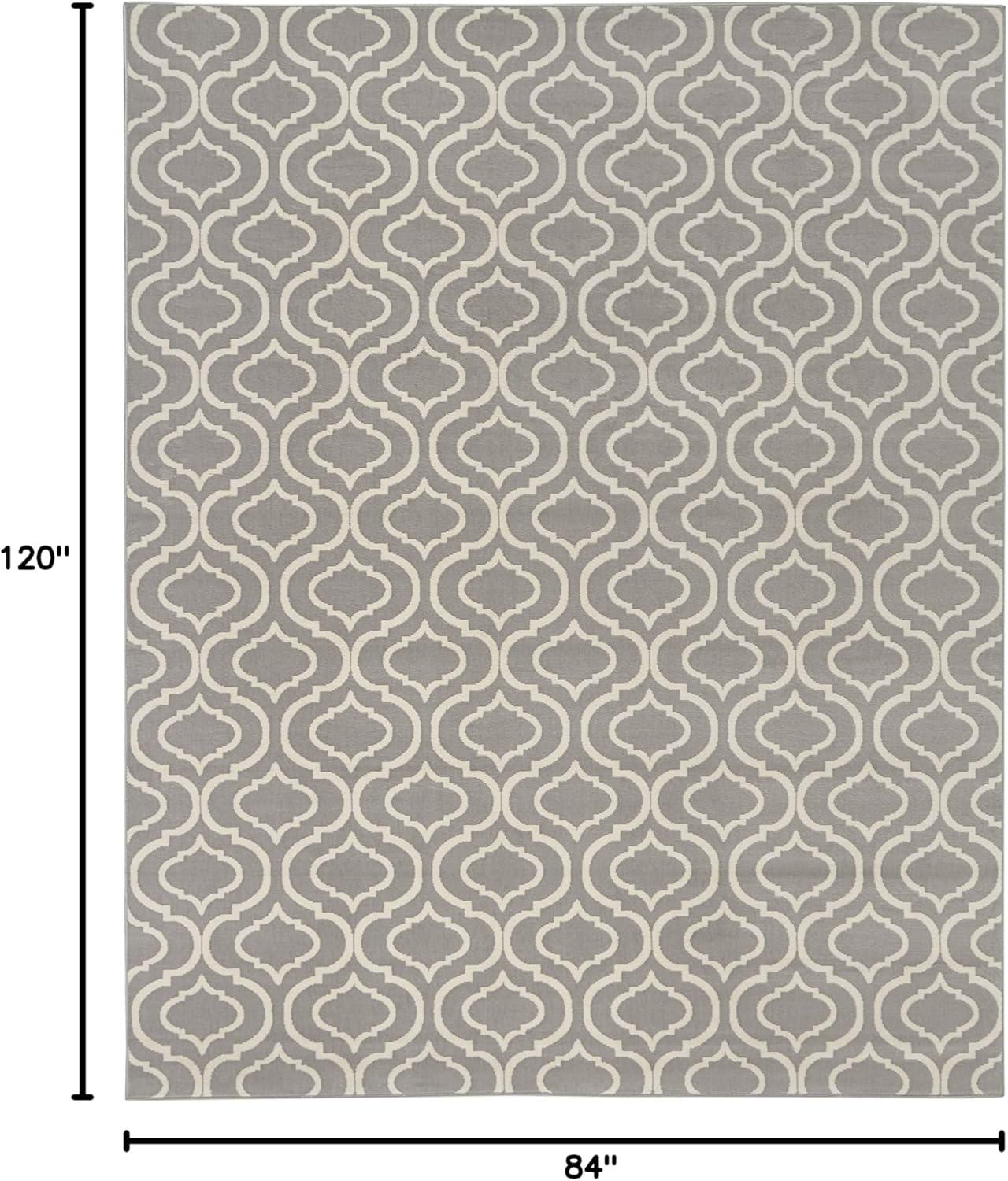Nourison Jubilant 7 x 10 (ft) Loomed Polypropylene Grey Rectangular Indoor Abstract Area rug