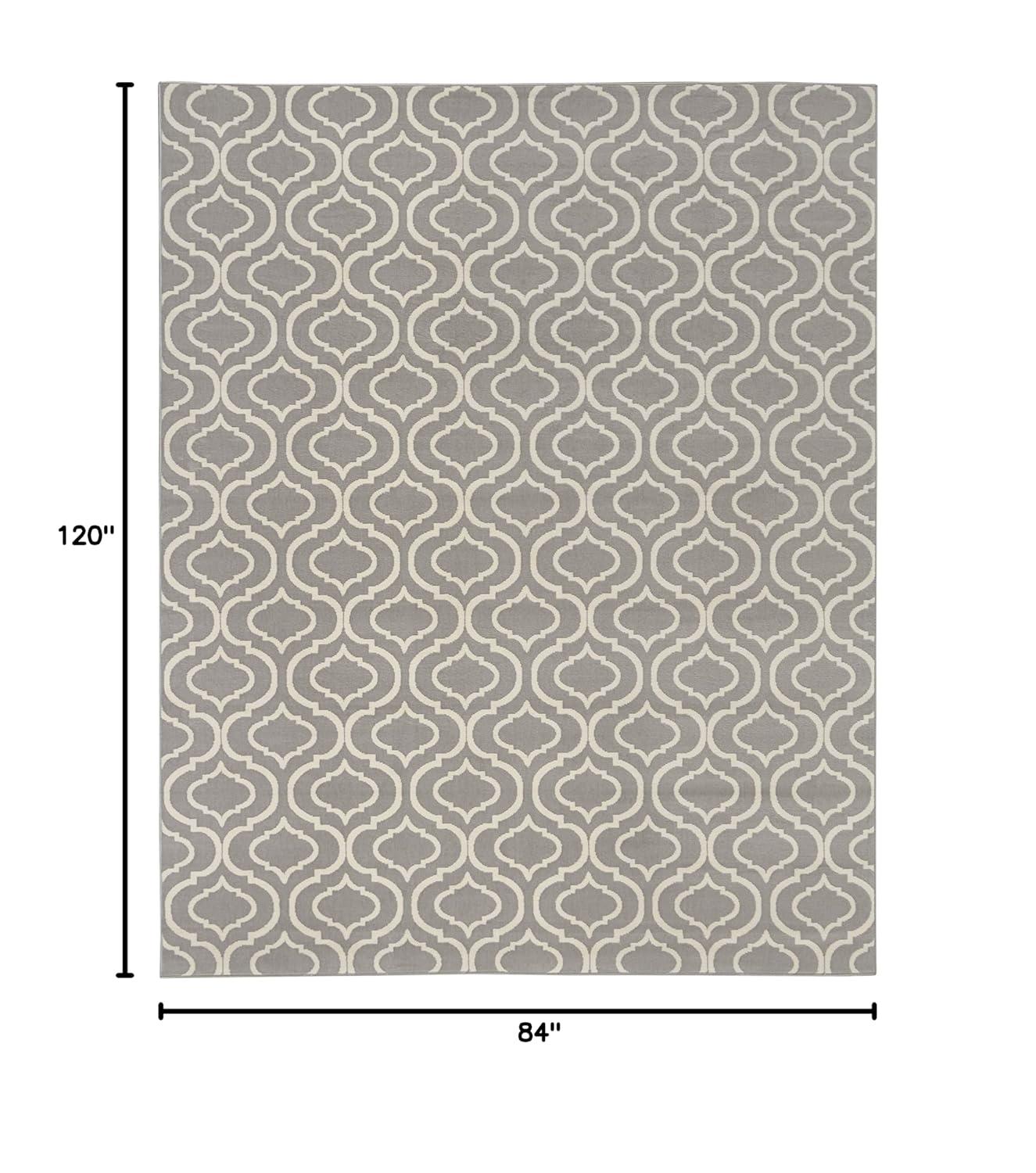 Nourison Jubilant 7 x 10 (ft) Loomed Polypropylene Grey Rectangular Indoor Abstract Area rug