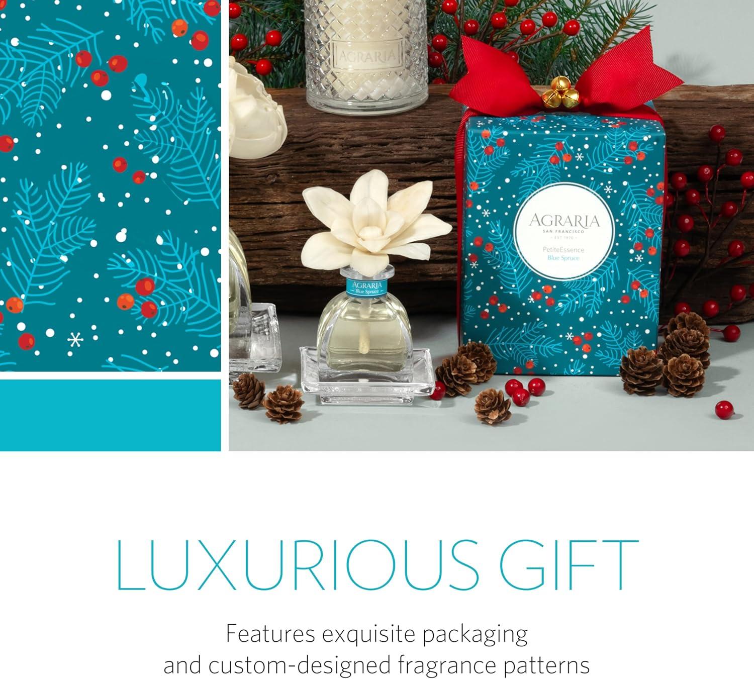 PetiteEssence Blue Spruce Reed Diffuser with Handcrafted Sola Flower