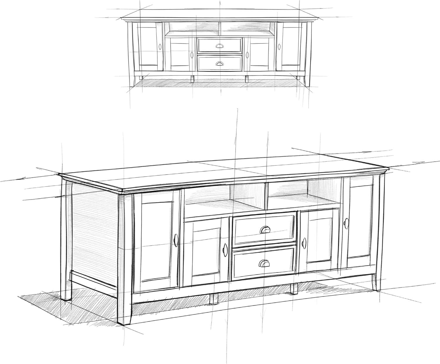 Simpli Home Redmond 72"W Solid Wood TV Stand for TVs up to 80" with Storage Cabinets