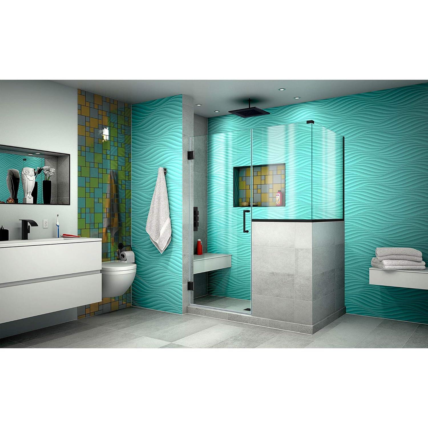 DreamLine Unidoor Plus 47" W x 36.375" D x 72" H Frameless Pivot Rectangle Shower Enclosure with Fixed Panel SHEN-2423243636-09