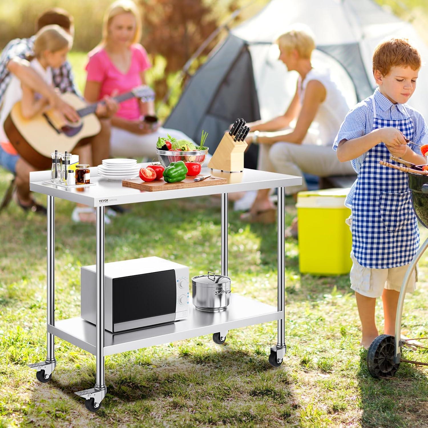 VEVOR VEVOR Stainless Steel 24'' W x 40'' H Adjustable Portable Work Table
